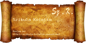 Szikula Koletta névjegykártya